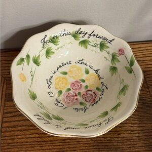 Floral Decorative Bowl with Christian Inspirational Quote
